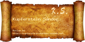 Kupferstein Sándor névjegykártya